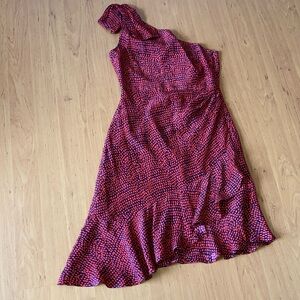 Club Monaco silk one shoulder dress